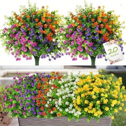 Decorative Flowers 7 Pcs Fake Outdoor Artificial Faux Plastic Greenery Indoor Outside Hanging Planter Home Office Decor Wedding
