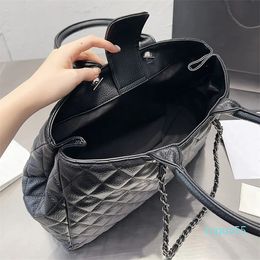 Designer Women Quilted Large Chain Tote Bag Leather Shoulder Bags Lady Gold Silver Weave Chains Strap Shopping Handbag 38cm