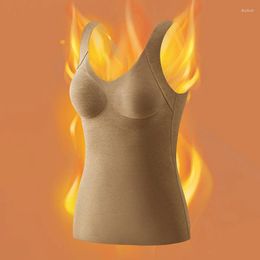 Camisoles & Tanks 1PC Slim Thermal Underwear Camisole Wireless Bras Silk Wool Vest Winter With Bra Pad Tank Tops Fit