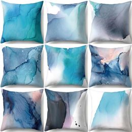 Pillow ZHENHE Blue Ink Art Pattern Case Home Decoration Cover Bedroom Sofa Decor 18x18 Inch