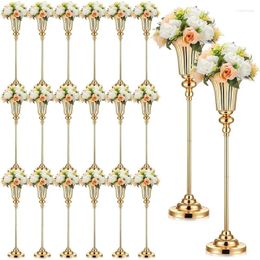 Decorative Flowers 10 Pcs Gold Flower Vase For Wedding Centerpiece Tabletop Metal Trumpet Floral Stand Christmas Reception Anniversa