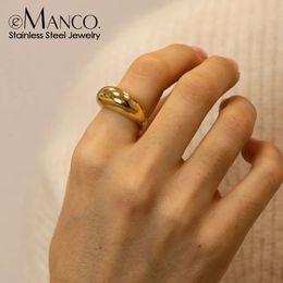 Wedding Rings e-Manco Fashion Simple Stainless Steel Rings for Women Arc Rings Jewellery Geometric Ring Size 5 6 7 8 231121