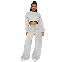 Women's Two Piece Pants 2 Women Sets 2024 Arrival Autumn Winter Solid Long Sleeve Sweater Tops And Matching Set Casual Tracksuit Outfits