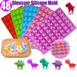 48-Cavity Dinosaur Chocolate Mould Dinosaur Shell Silicone Candy Mould with Dropper DIY Cute Ice Cube Tray Candy Fondant Mould