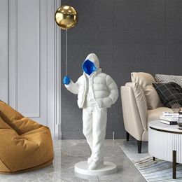 Decorative Objects & Figurines Nordic Style Originality Balloon Boy Floor Figure Statue Home Decoration Large Landing Living Room 286A