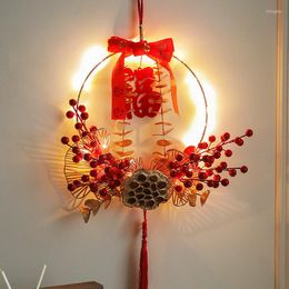 Decorative Flowers Red China Fortune Hanging Lantern Chinese Year 2023 Decoration Pendant Home Decor Good Luck Ornaments Door