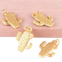 Pendant Necklaces 12pcs 23402 Gold Color Plant Cactus Charms For Jewelry Making Bracelet Handmade Accessories