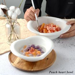 Bowls Pure White Western Soup Bowl Creative Peach Ceramic Lovely Fruit Salad Dessert Large Restaurant Home.