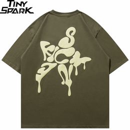 Men's T-Shirts Men Streetwear Tshirt Melting Letter Star Graphic T-Shirt Cotton Harajuku T Shirt Summer Hip Hop Tops Tees Unisex Hipster 230421