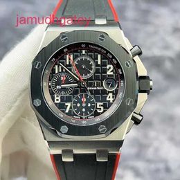 Ap Swiss Luxury Watch Epic Royal Oak Offshore Series 26470so Commonly Known As Vampire Black Plate Red Needle Date Timing Function Automatic Mechanical Watch 18 Guar