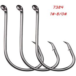 9 Sizes 1#-8 0# 7384 Crank Hook High Carbon Steel Barbed Hooks Fishhooks Asian Carp Fishing Gear 200 Pieces Lot W-3239N