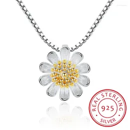 Pendants 925 Sterling Silver Pendants&Necklaces Daisy Flower Necklace Jewelry Collar Colar De Plata