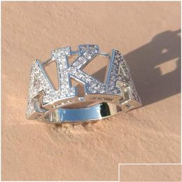 Cluster Rings Cluster Rings High Quality Sier Zircon Greek Aka Sorority Finger Ring Drop Delivery Jewelry Rd Jewelry Ring Dhr8C