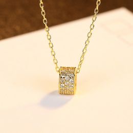 New Full Diamond Ring S925 Silver Pendant Necklace Jewellery Women 18k Gold Plated Micro Set Zircon Collar Chain Necklace Women Wedding Party Valentine's Day Gift SPC