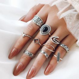 Cluster Rings Fashion Retro Ornaments European And American Personality Black Gem Bull Ring Simple Hollowed Out