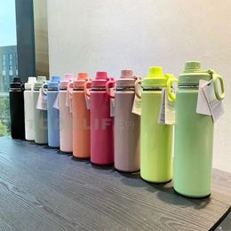 Water Bottles 710ml Dew Insulated Cup Sports Fitness Vacuum Bottle Portable Leak proof Outdoor Stainless Steel Solid Colour 231121