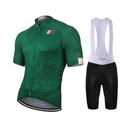Mexico Men New Summer Green Cycling Jersey Set Bike Road Mountain Race Tops Shorts 9D Gel Breathable Customized238T