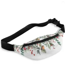 Waist Bags Eucalyptus Berries Robin For Women Man Travel Shoulder Crossbody Chest Waterproof Fanny Pack