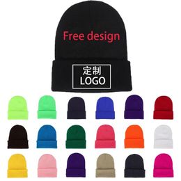 Beanie Skull Caps DIY Personalised Design Custom Autumn and Winter Solid Colour Knitted Hat Skull Men s Hats 231121