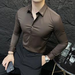 Men's Casual Shirts Plus Size 4XL-M Collar Buttons Long Sleeve Dress For Men Clothing Business Formal Wear Slim Fit Prom Tuxedo Sale