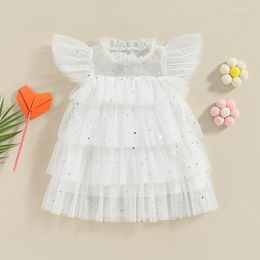 Girl Dresses Princess Kid Baby Girls Dress White Lace Mesh Sequins Tulle Party Birthday Wedding