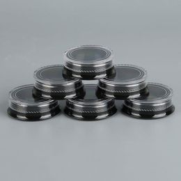 New 3G Round Black Cosmetic Jars with Clear Screw Cap Lids for Powdered Eyeshadow Mineralized Makeup Cosmetic Samples BPA Free Mvesk