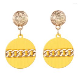 Dangle Earrings European And American Exaggerated Alloy Spray Paint Bohemian Style Round Chain Personality