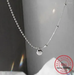 Pendants 925 Sterling Silver Lucky Beanie Letter Necklace For Women Ins Asymmetry Short Clavicle Chain Temperament Jewellery