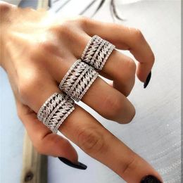 Cluster Rings Luxury Pave Two Rows Marquise Cut Diamond Ring 925 Sterling Silver Engagement Cocktail Wedding For Women Men Party Jewelry