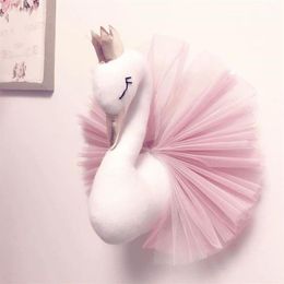 Baby Girl Room Decor Plush Animal Head Swan Wall Home Decoration Baby Stuffed Toys Girls Bedroom Accessories Kids Child Gift T2006286m