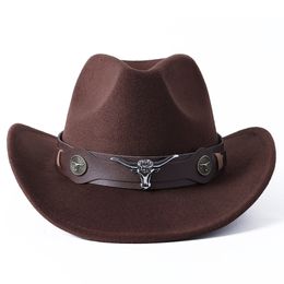 Wide Brim Hats Bucket Cowboy hat various accessories cowboy monochrome felt men and women outdoor rider 230421