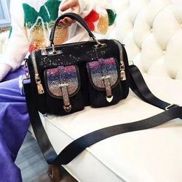 Evening Bags Women Fashion Mesh Netting Iridescent Paillette Rhinestone Messenger Bag Lady Casual Shiny Office Pockets Portable Handbag 231122