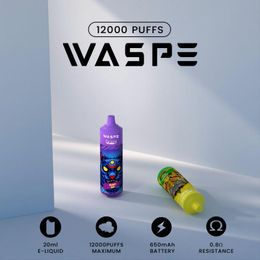 France Italy Spain Hungary wholesaler waspe puff vape 12000 puffs Vapour kit 10K 12K puff RGB light running disposable vape