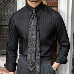 Men's Dress Shirts Business Casual Shirt Men Clothes 2023 Autumn Korean Striped Printing