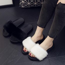for Slippers Mink Red Net Summer Women Wear Thick Soled Comfortable Trend Flat Bottom Plush Sandals Comtable 712