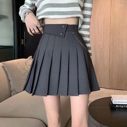 Skirts High Waist Pleated Mini Women Arrival 2023 Spring Korean Style Solid Colour All-match Ladies A-line Short Skirt W816