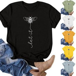 Women's T Shirts Women Comfortable Festival Printing Round Neck Short Sleeve Tee Tops Tunic Blouse
