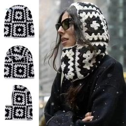 Beanie Skull Caps Granny square Knitted Beanie Hat Halloween Balaclava Cosplay Party Hats Headgear 231122