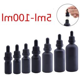Black Frosted Glass Essential Oil Perfume bottles e Liquid Reagent Pipette Bottles Eye Dropper Aromatherapy Bottle 5ml-100ml Gujoo
