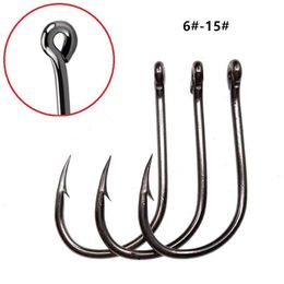 10 Sizes 6#-15# Black Ise Hook High Carbon Steel Barbed Hooks Asian Carp Fishing Gear 1000 Pieces Lot F-75257p