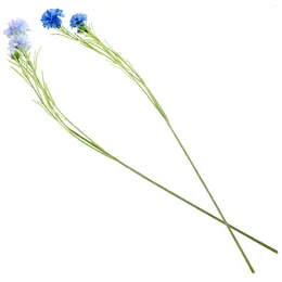 Decorative Flowers 2 Pcs Bouquets Wedding Simulation Car Cornflower Fake Props Household Layout Party Artificial