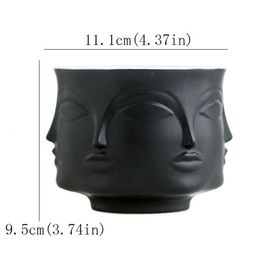 Nordic Man Face Ceramic Small Vase Flower Pot Succulents Orchid Indoor Planter Home Decor Creative Container Holder Cachepot Y2007227F