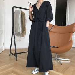 Women's Jumpsuits Rompers Yeezzi Casual Wide Leg Jumpsuits Ladies Playsuits Elegant Loose Office Original Elasticity Jumpsuits Women V Neck Romper 230422