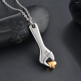 Pendant Necklaces Wrench Tool Urn Necklace Stainless Steel Spanner With Heart Cremation For Ashes Keepsake Jewellery Men Funnel