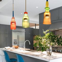 Pendant Lamps Modern Minimalist Lights Restaurant Kitchen Creative Bedroom Bedside Bar Colourful Glass Light Fixtures