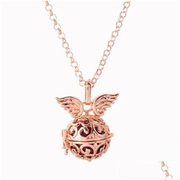 Pendant Necklaces Pendant Necklaces Harmony Bola Angel Wing Locket Pandent Necklace Musical Chime Ball Chain Orc Drop Delivery Jewellery Dhav6