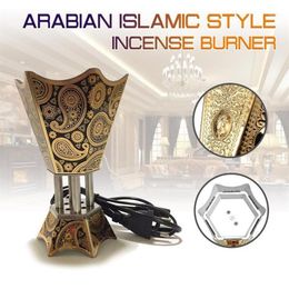 Fragrance Lamps 220V Incense Burner Arabian Islamic Style Mini Electric Bakhoor Square Pearl Metal Positive319x