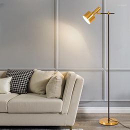 Floor Lamps American Simple Gold Living Room Sofa Side Standing Lamp Bedroom Bedside Study Eye Protection Desk Lights