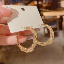 Hoop Earrings Luxury Round Earring Fashion Twisted Hollow Circle For Women Temperament Bride Wedding Engagement Party Jewelry