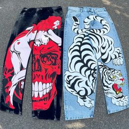 Women's Jeans Y2K Baggy Jeans Harajuku 2000s Streetwear Vintage printing Oversized Hip Hop loose Jeans rock Gothic fashion Wide Trousers pants 231122